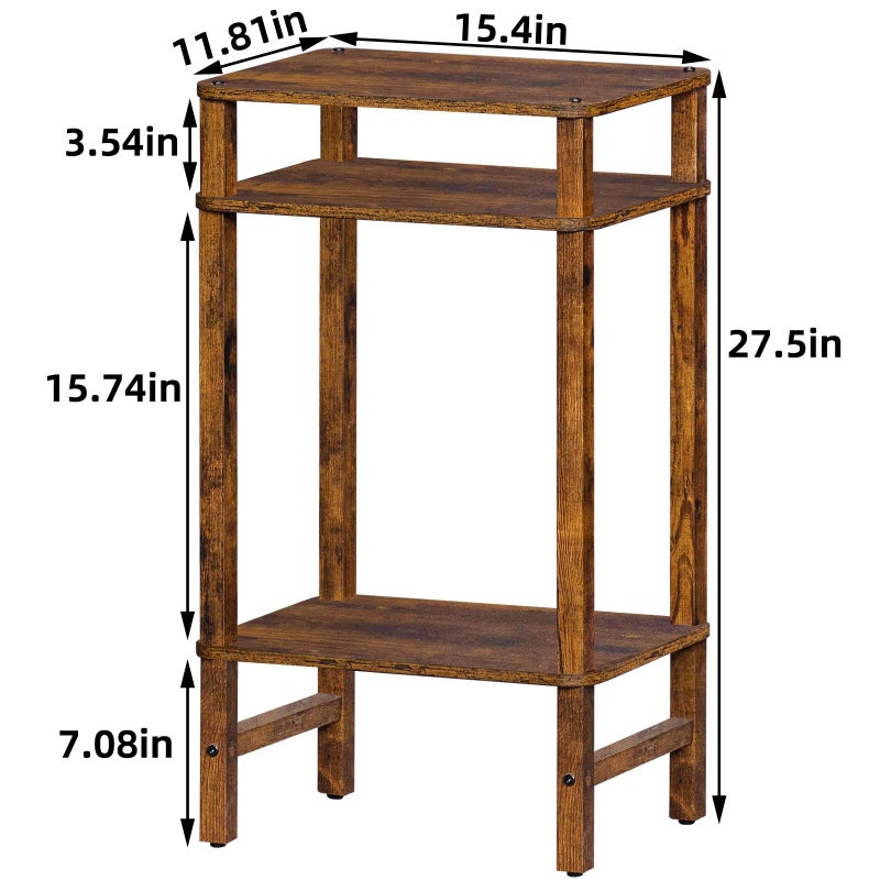 YUFAM Side Table End Table Tall Night Stand 3-Tier for Living Room Bedroom Bathroom Office Furniture Brown - Image 4