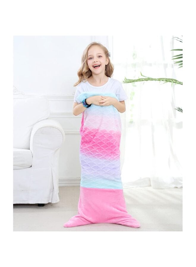 بطانيات ذيل حورية البحر لامعة وقابلة للارتداء ومريحة وناعمة من الفلانيل بألوان قوس قزح وبطانية ذيل حورية البحر للفتيات من سن 5 إلى 12 عامًا - Image 3