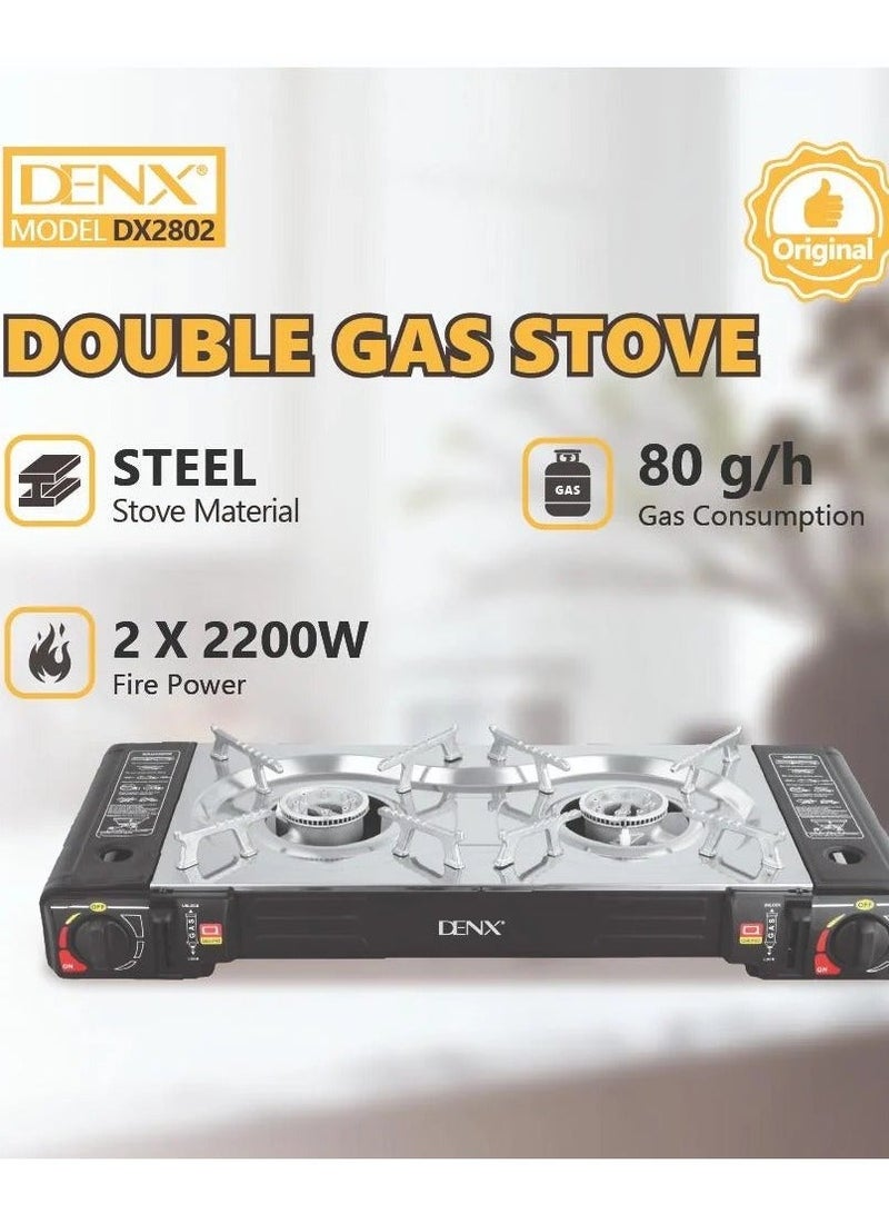 Denx DX2802 Portable Dual Gas Stove – 2200W × 2 Power for Cooking Anywhere - Image 3