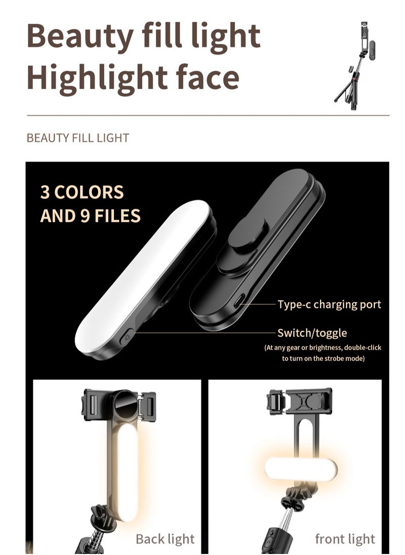 Generic - Removable fill light stable selfie stick tripod (1110mm) - Image 1