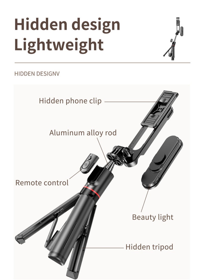 Generic - Removable fill light stable selfie stick tripod (1110mm) - Image 1
