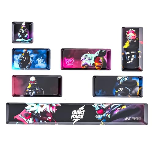 Ant Esports PBT Keycaps Switches for Mechanical Keyboard| 1Set with 7Keycaps & Puller | Durable Material |Compatible with All Brand Keyboards| Gaming Keycap Upgrade_ Battle Race Anime_Mutlicolor - Image 1
