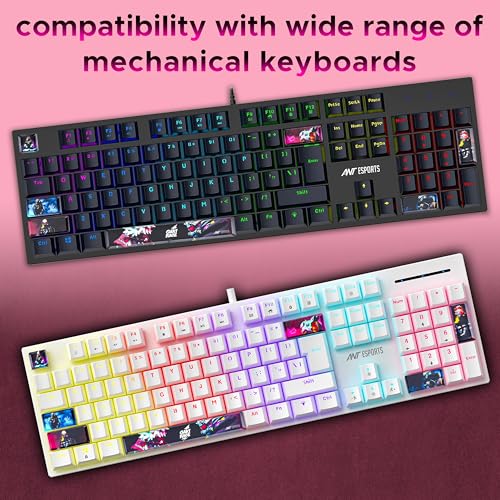 Ant Esports PBT Keycaps Switches for Mechanical Keyboard| 1Set with 7Keycaps & Puller | Durable Material |Compatible with All Brand Keyboards| Gaming Keycap Upgrade_ Battle Race Anime_Mutlicolor - Image 2