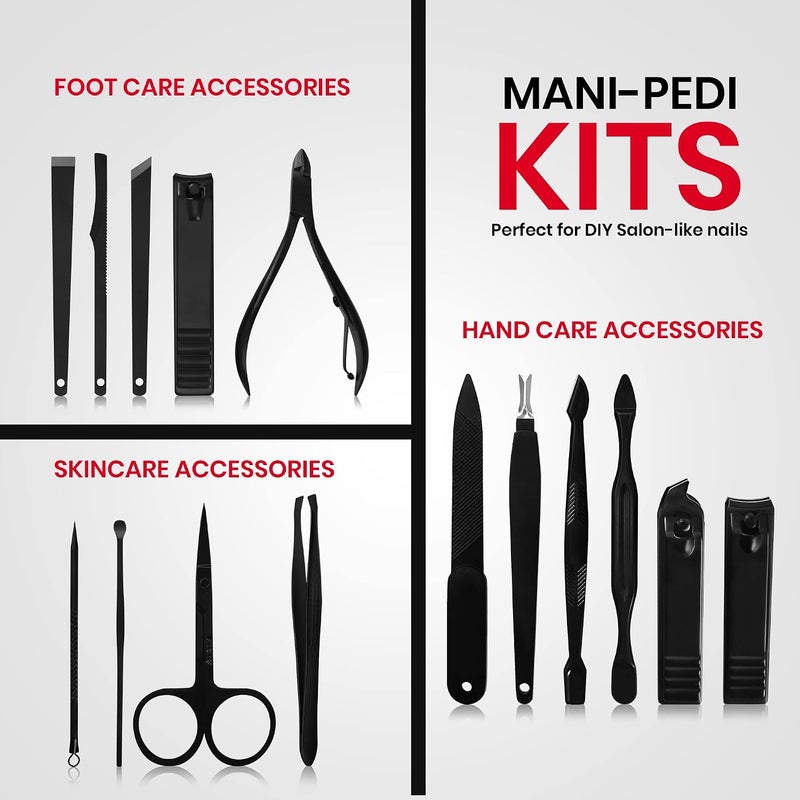 Utopia Care Manicure Kit Nail Clippers for Men and Women,16 Piece Professional Stainless Steel Manicure Set with Nail Kit, Pedicure Kit and Nail Care Grooming Kit with Luxurious Travel Case - Red - Image 4
