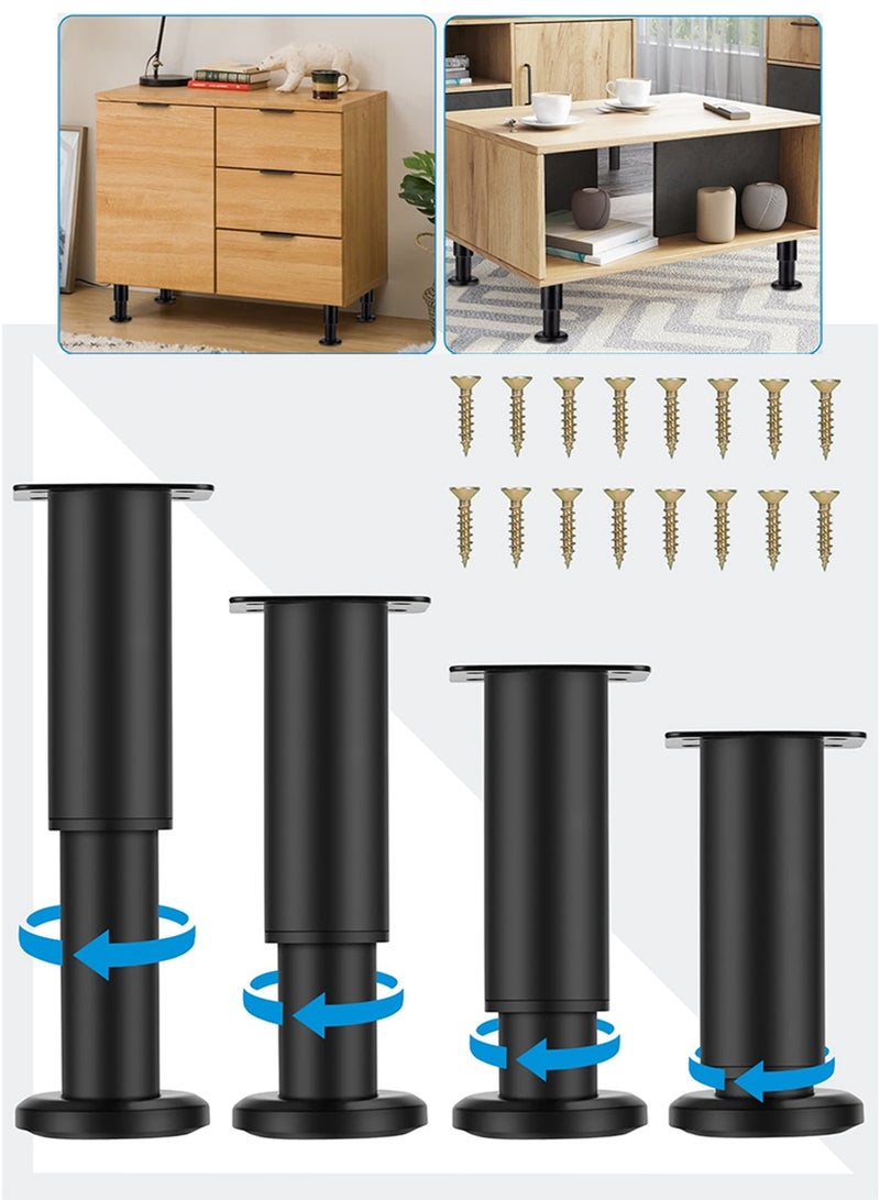 Generic Upgraded Adjustable Metal Furniture Legs, Durable Cabinet Leg Accessories for Sofa/Bed/Desk/Sofa/Table/Chair/Dressing Table, 4-Piece Set Replacement Furniture Legs - Image 1