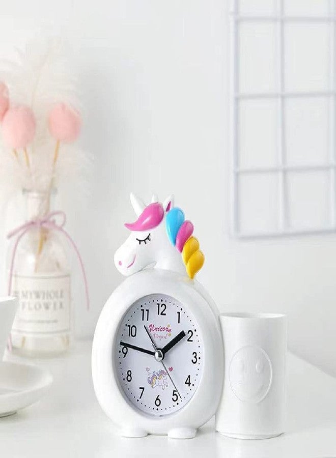 ARTLABEL Plastic Cute Cartoon Theme Desk Alarm Digital Clock For Kids (Multicolour, 14 X13 X 4Cm) (Unicorn (White)) - Image 4