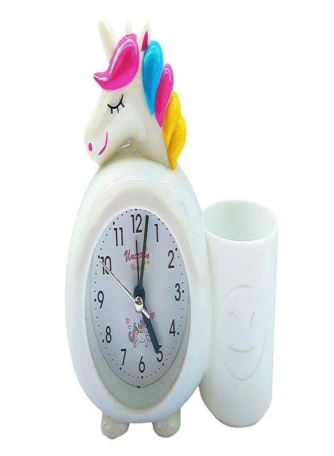 ARTLABEL Plastic Cute Cartoon Theme Desk Alarm Digital Clock For Kids (Multicolour, 14 X13 X 4Cm) (Unicorn (White)) - Image 2