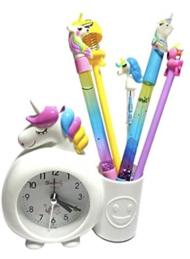ARTLABEL Plastic Cute Cartoon Theme Desk Alarm Digital Clock For Kids (Multicolour, 14 X13 X 4Cm) (Unicorn (White)) - Image 3