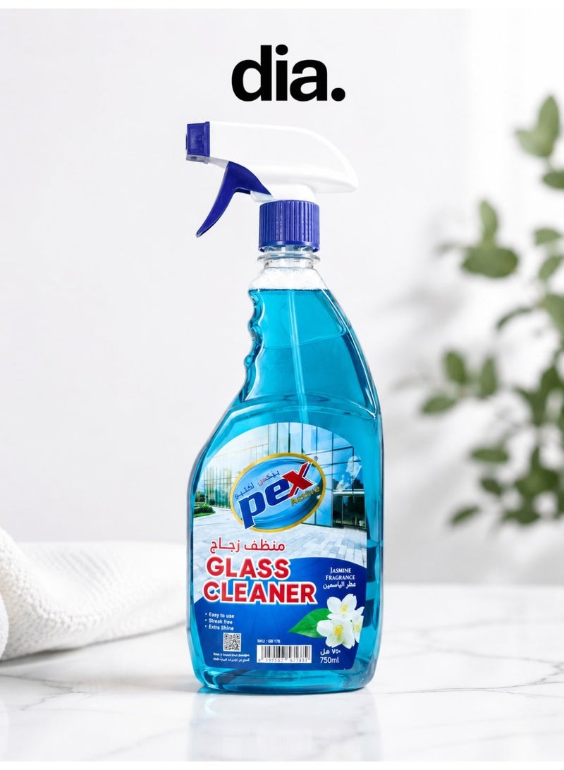 PEX Active Glass Cleaner Spray Jasmine Fragrance Streak-Free Shine for Windows Mirrors & Glass Surfaces 750ml - Image 1