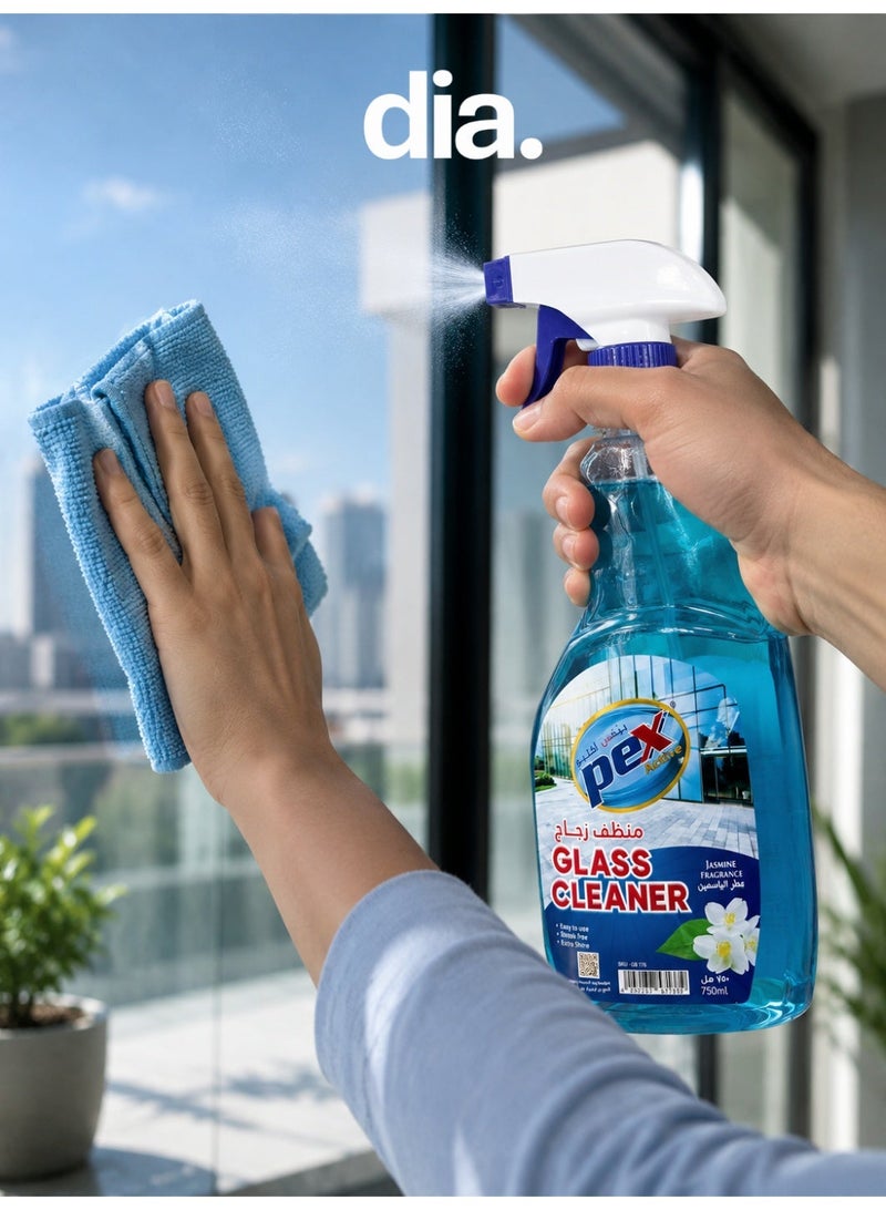 PEX Active Glass Cleaner Spray Jasmine Fragrance Streak-Free Shine for Windows Mirrors & Glass Surfaces 750ml - Image 2