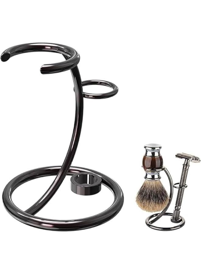 MOXO Razor Holder Stainless Steel Razor Stand Shaving Brush Stand Travel Shave Razor Holder for Men Shaver Kit Organizer for Bathroom Shower (Brushed Nickel) - Image 1