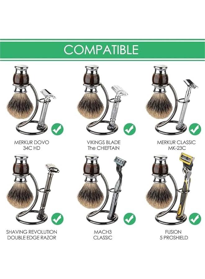 MOXO Razor Holder Stainless Steel Razor Stand Shaving Brush Stand Travel Shave Razor Holder for Men Shaver Kit Organizer for Bathroom Shower (Brushed Nickel) - Image 2