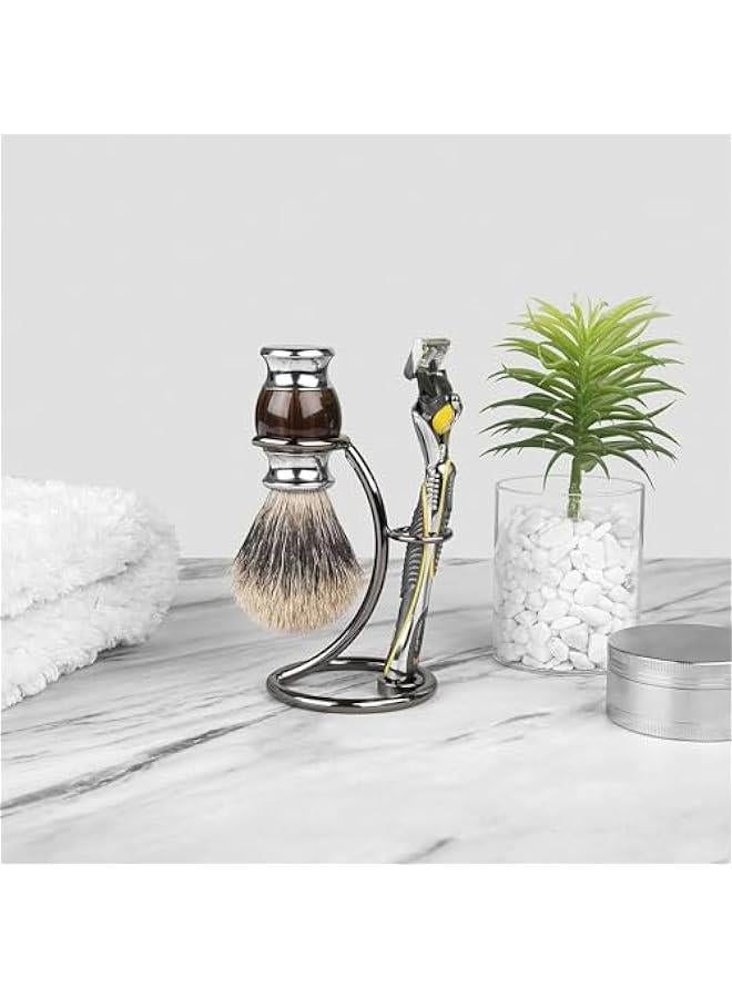 MOXO Razor Holder Stainless Steel Razor Stand Shaving Brush Stand Travel Shave Razor Holder for Men Shaver Kit Organizer for Bathroom Shower (Brushed Nickel) - Image 4