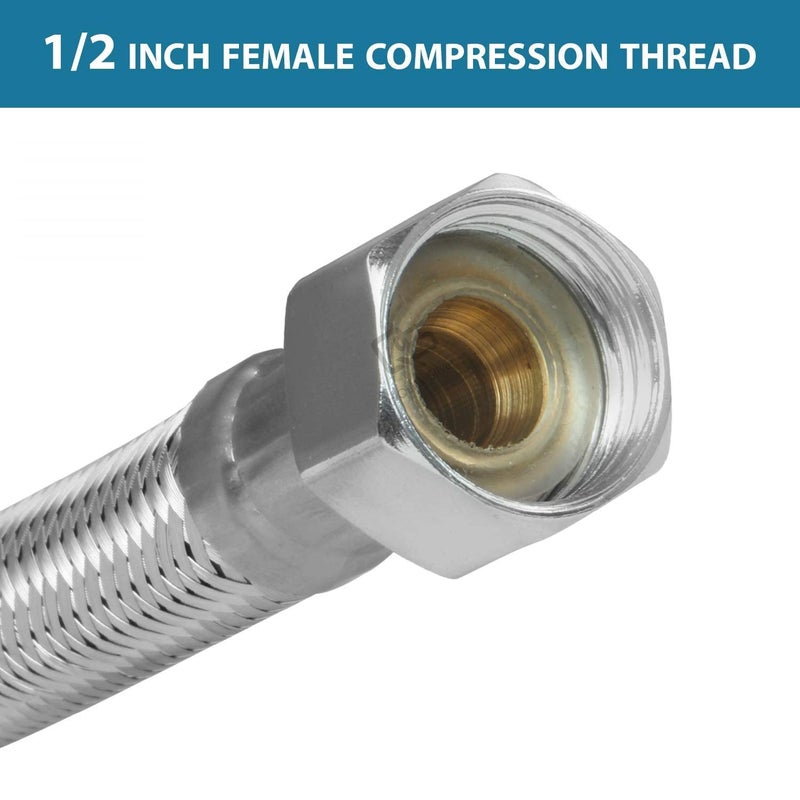 METWIN 18Inch SS-304 Stainless Steel Heavy Duty Connection Pipe For Washbasin/Hot And Cold Water/Geyser Connection Pipe/Basin Mixer Connection Pipe (Pack of 1) - Image 2