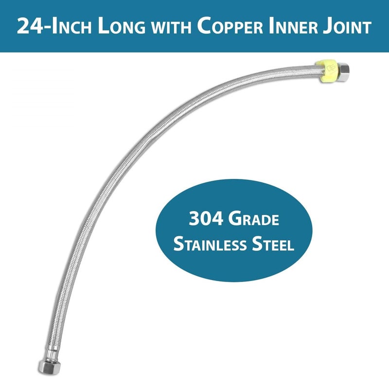 METWIN 18Inch SS-304 Stainless Steel Heavy Duty Connection Pipe For Washbasin/Hot And Cold Water/Geyser Connection Pipe/Basin Mixer Connection Pipe (Pack of 1) - Image 3