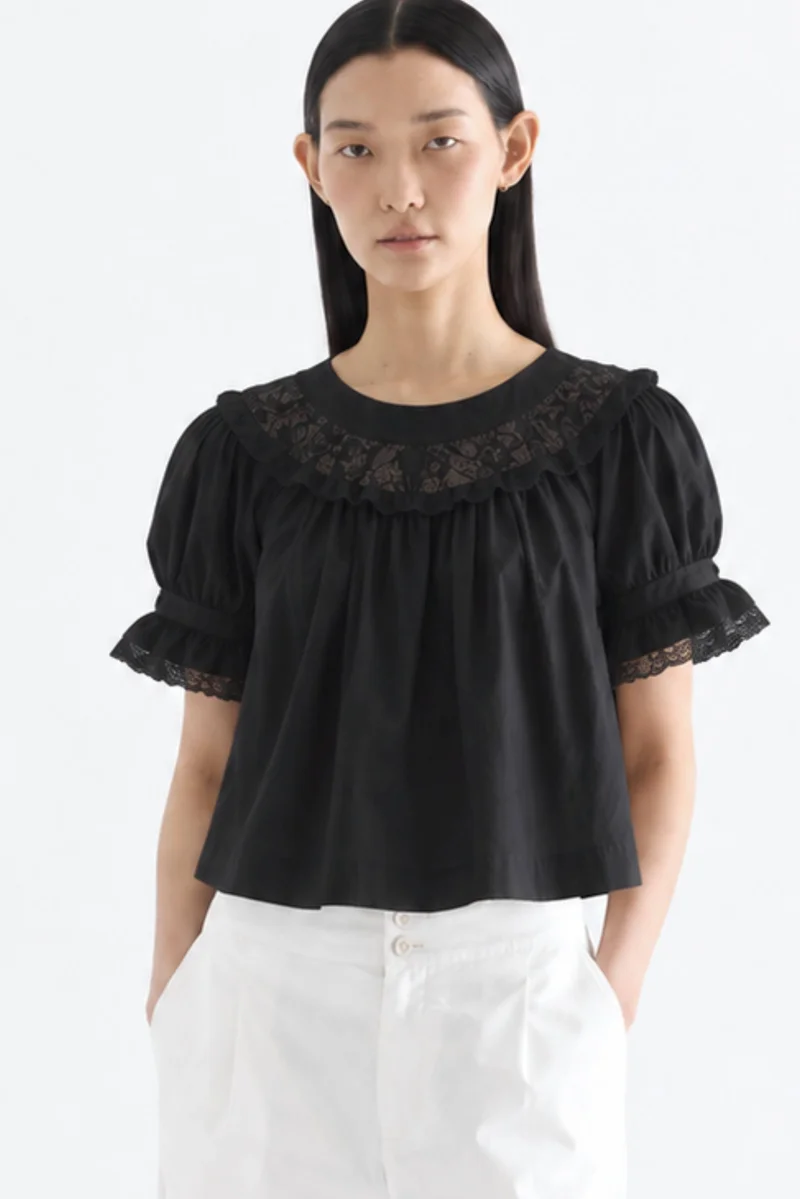 The Editor's Market Elsa Lace Neck Blouse - Black