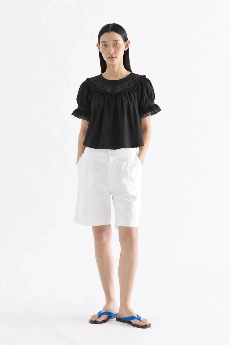 The Editor's Market Elsa Lace Neck Blouse - Black