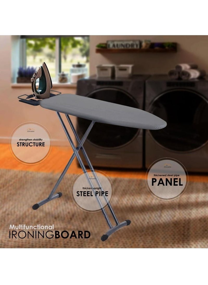 Alissa - Folding Ironing Board Ironing Table Iron Table With Adjustable Height and Space Saving Design Household Foldable Laundry Rack Lightweight With Heat Resistant Cover and Thicken Felt Pad 15 Inches 120*40cm - Image 1