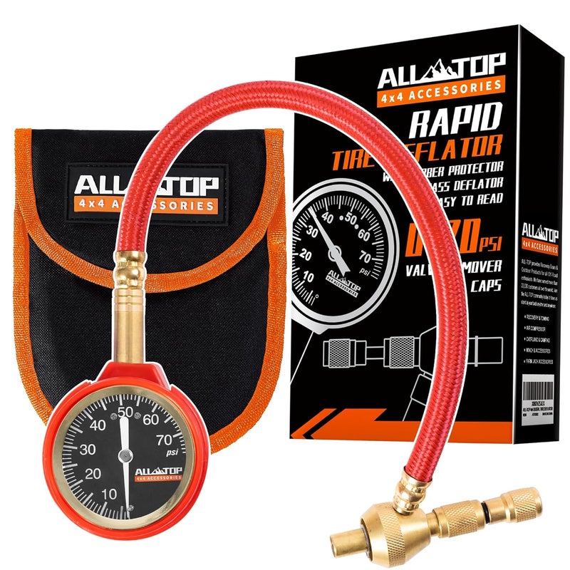 ALL-TOP 4x4 Rapid Tire Deflator Kit 0-70PSI Tire Pressure Gauge/Air Down Master/for Offroad Tire of Jeep, Truck & ATV Connectable modular - Image 1