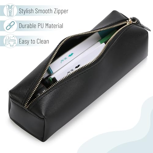 Mr. Pen- PU Leather Pencil Case, Black, Pencil Case Small Pencil Pouch, Aesthetic Pencil Cases - Image 3