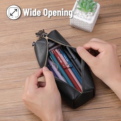 Mr. Pen- PU Leather Pencil Case, Black, Pencil Case Small Pencil Pouch, Aesthetic Pencil Cases - Image 4