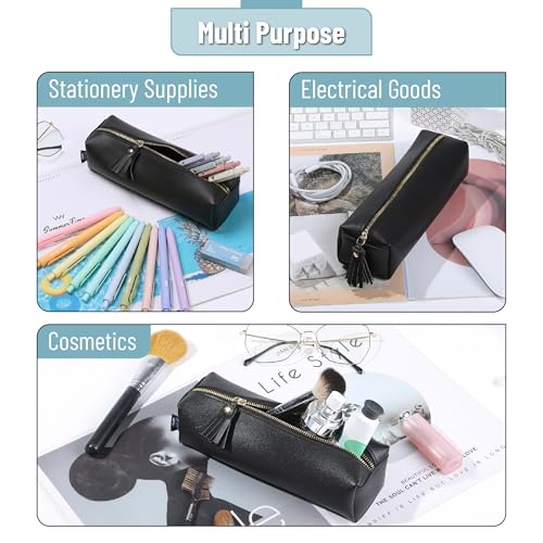 Mr. Pen- PU Leather Pencil Case, Black, Pencil Case Small Pencil Pouch, Aesthetic Pencil Cases - Image 5