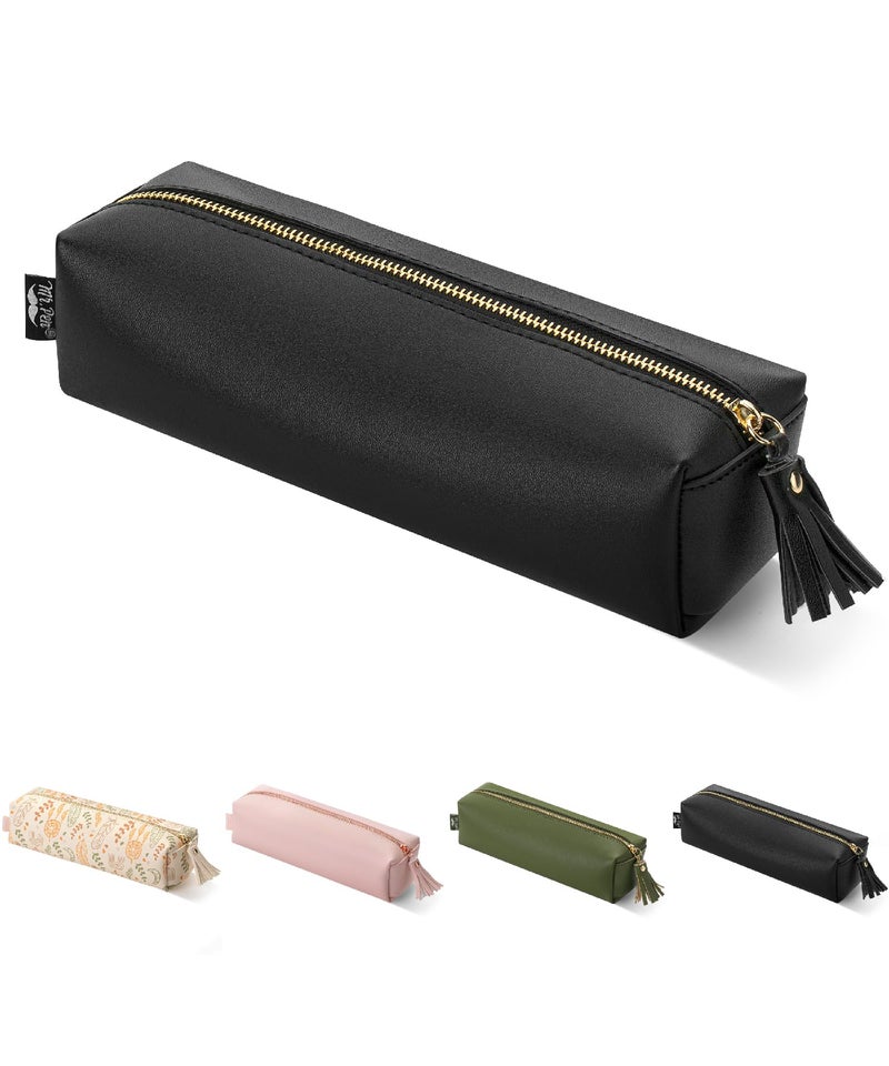 Mr. Pen- PU Leather Pencil Case, Black, Pencil Case Small Pencil Pouch, Aesthetic Pencil Cases - Image 1