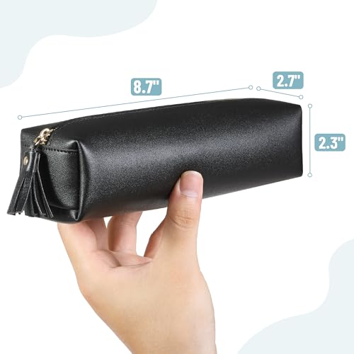 Mr. Pen- PU Leather Pencil Case, Black, Pencil Case Small Pencil Pouch, Aesthetic Pencil Cases - Image 2