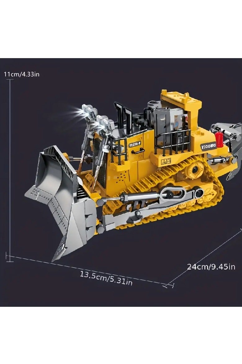 BlueFire 11-Channel Remote Control Bulldozer Toy – 2.4GHz Full Functional RC Construction Dozer with Metal Blade & Ripper, LED Lights & Sound, 1:20 Scale Realistic Tractor for Kids Ages 6-10+ | Durable ABS Plastic & Rubber Tracks | Great Gift for Boys (Indoor/Outdoor Play) - Image 4