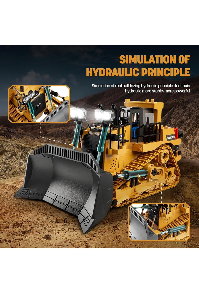 BlueFire 11-Channel Remote Control Bulldozer Toy – 2.4GHz Full Functional RC Construction Dozer with Metal Blade & Ripper, LED Lights & Sound, 1:20 Scale Realistic Tractor for Kids Ages 6-10+ | Durable ABS Plastic & Rubber Tracks | Great Gift for Boys (Indoor/Outdoor Play) - Image 3