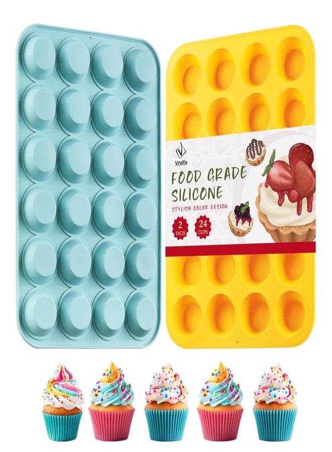 VRUIFA 2PCS Silicone Mini Muffin Pan, 24 Cups Nonstick Mini Cupcake Pan for Baking Mini Muffin,BPA Free and Dishwasher Safe, Great for Making Muffin Cakes, Tart, Bread and Mini Egg Bites - Image 1