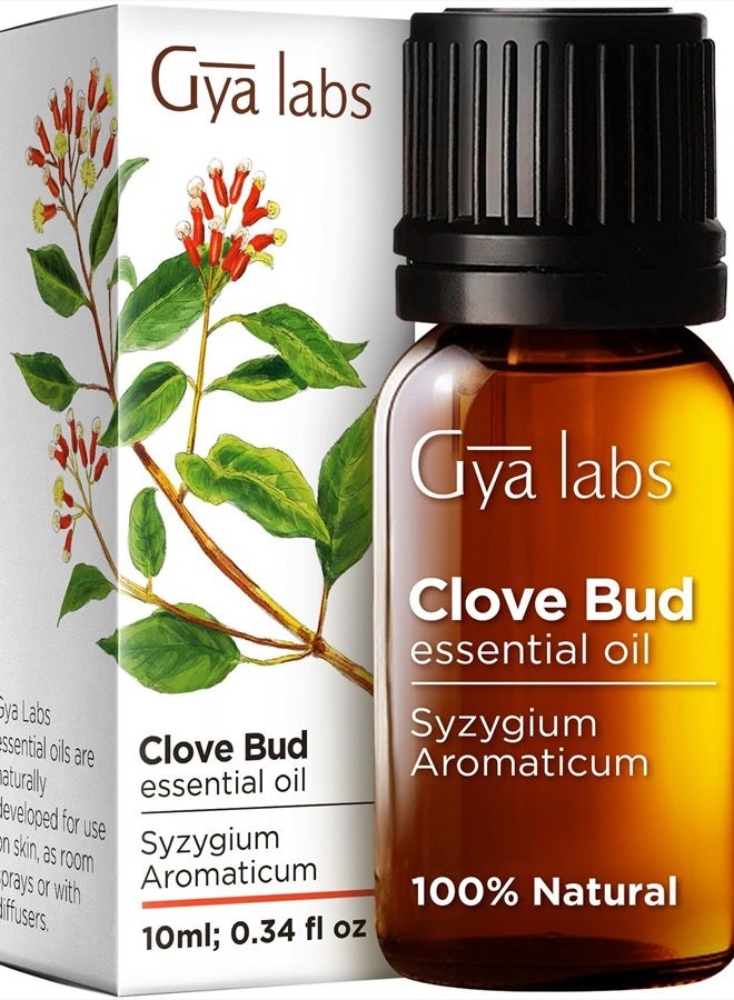 gya labs زيت القرنفل للعناية بالفم - زيت القرنفل الأساسي الطبيعي للعناية بالفم - زيت القرنفل الأساسي - زيت القرنفل للشعر والبشرة والأسنان واللثة - رائحة ترابية وتوابل - 100% طبيعي (0.34 أونصة سائلة) - Image 1