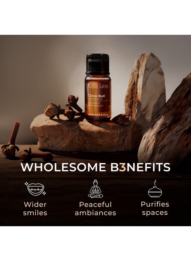 gya labs زيت القرنفل للعناية بالفم - زيت القرنفل الأساسي الطبيعي للعناية بالفم - زيت القرنفل الأساسي - زيت القرنفل للشعر والبشرة والأسنان واللثة - رائحة ترابية وتوابل - 100% طبيعي (0.34 أونصة سائلة) - Image 5