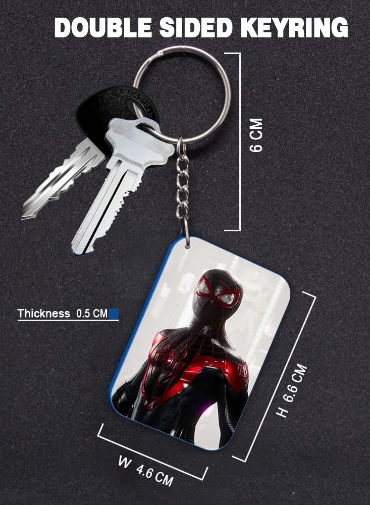 Service Zone Keychain Small Gift To Love One Rectangle Shape With Double Side Print Spider Man 