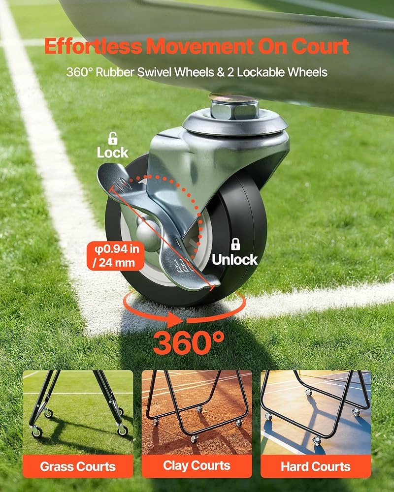 فيفور حاوية كرات التنس والبيكلبول VEVOR تستوعب 200/175/150/120 كرة، عربة تنس قابلة للطي متعددة الاستخدامات للبيكلبول، سهلة التركيب والتخزين، مع كيس لتدريب وتعليم كرة التنس - Image 4