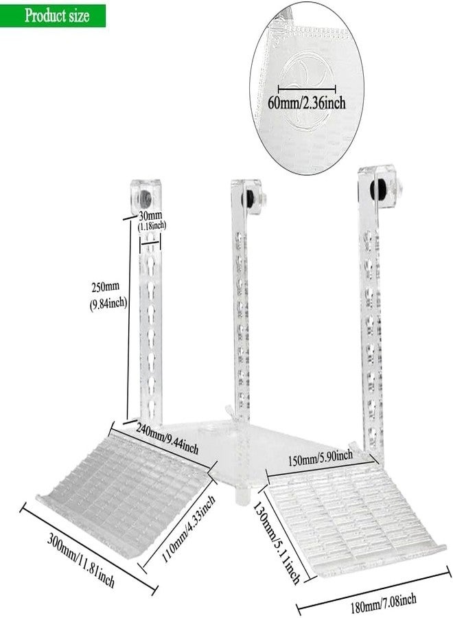 PENCK Hanging Turtle Basking Platform Acrylic Aquatic Reptile Ramp Dock Fence Type Tortoise Climbing Ladder Turtle Tank Accessories for Aquatic Reptile Feeding Resting (Medium), Transparent - Image 2