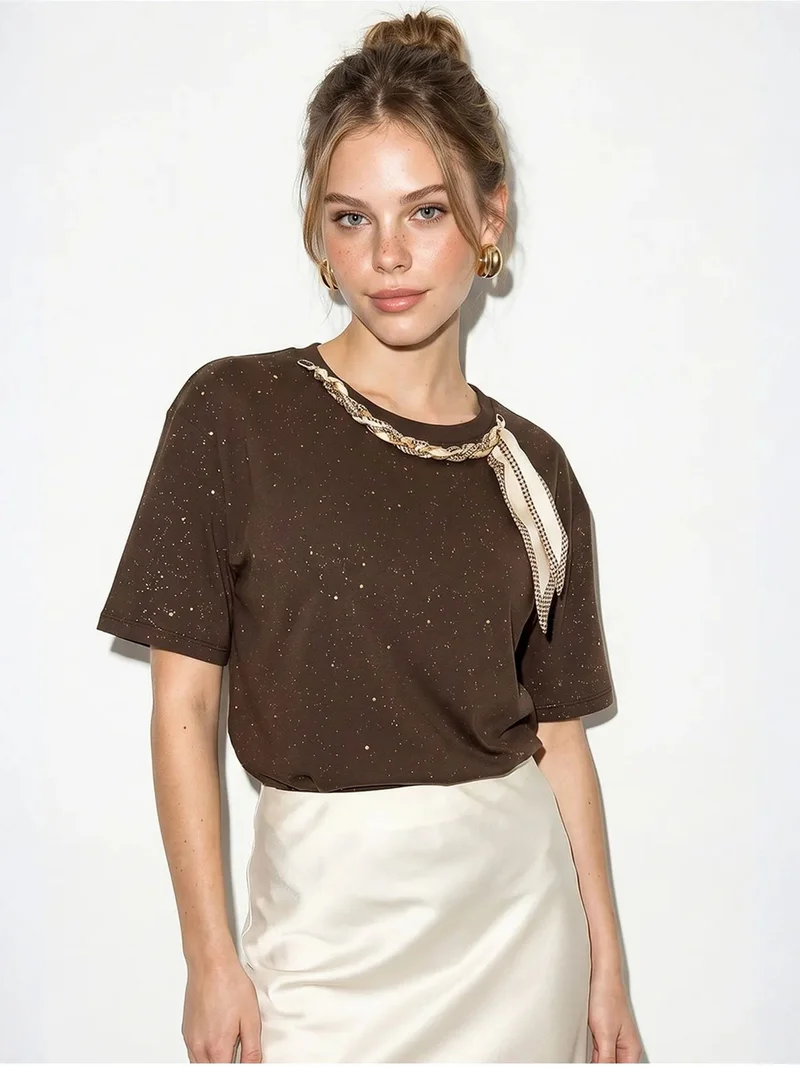 بيانكو لوتشي LUCCI Oversized Cotton Jersey Crew Neck T-shirt