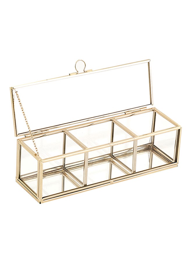 إسكدنيا صندوق تخزين متعدد الوظائف مصنوع من الزجاج والمعدن ذهب / شفاف 25x10x10سم - Image 2
