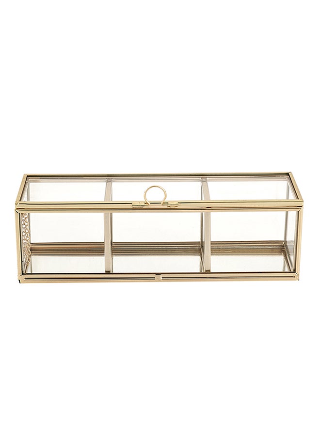 إسكدنيا صندوق تخزين متعدد الوظائف مصنوع من الزجاج والمعدن ذهب / شفاف 25x10x10سم - Image 1