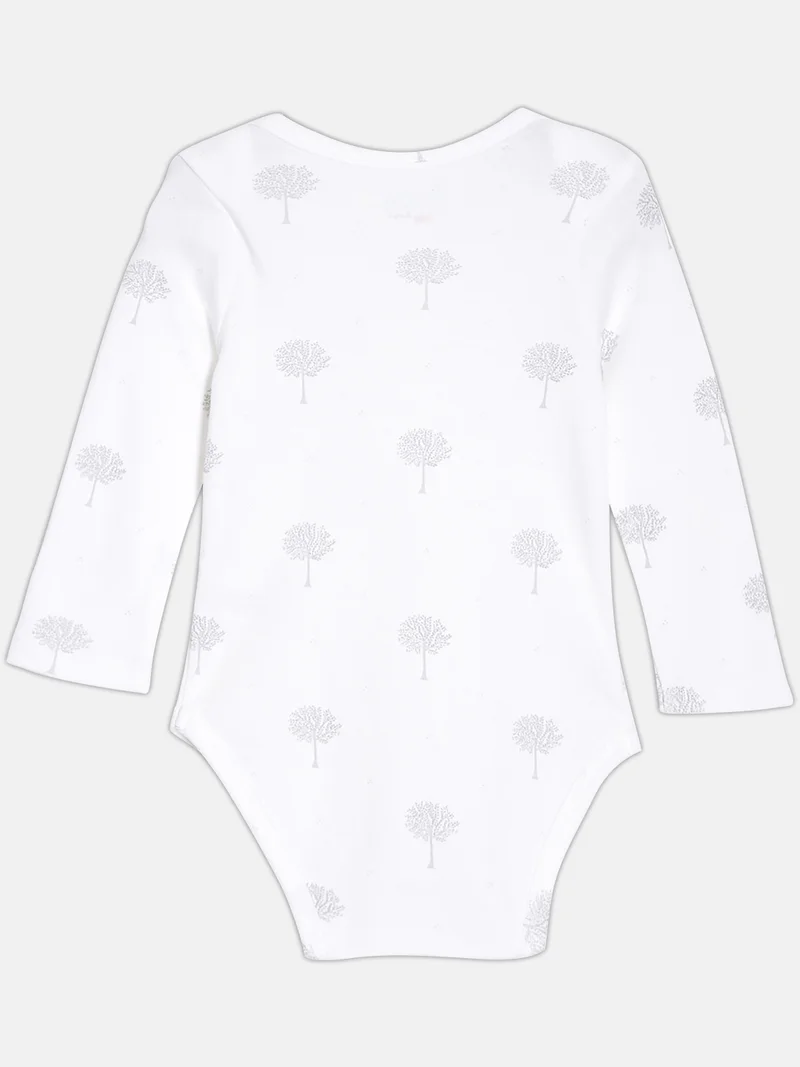 Broon Broon Infant Boys White Printed Organic Cotton Full Sleeve Bodysuit