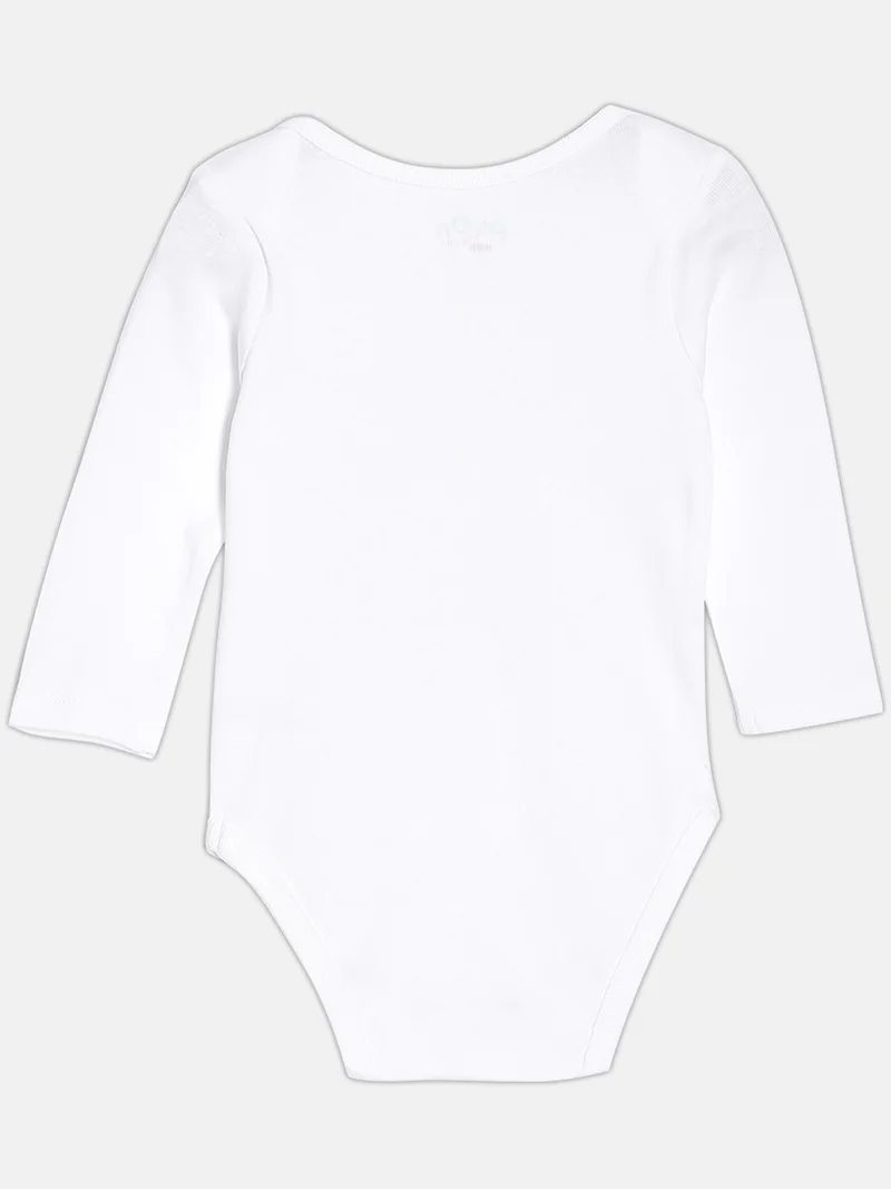 Broon Broon Infant Boys White Printed Organic Cotton Full Sleeve Bodysuit