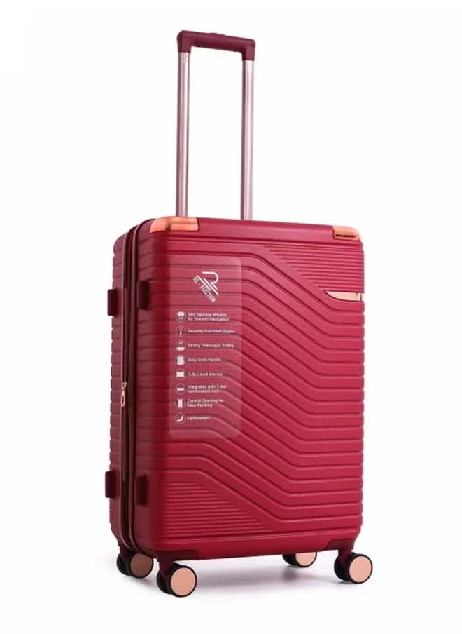 Reflection REFLECTION Saphir Premium Quality ABS Suitcase Lightweight Hardshell Metalic Corner Vertical Series Travel Luggage Trolley with 4 Spinner Wheels and TSA Lock 20 Inch 51 CM Wine Red