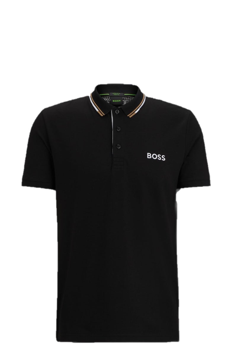 BOSS Paddy Pro Stretch Pique Polo Shirt Black Cloud - Image 2