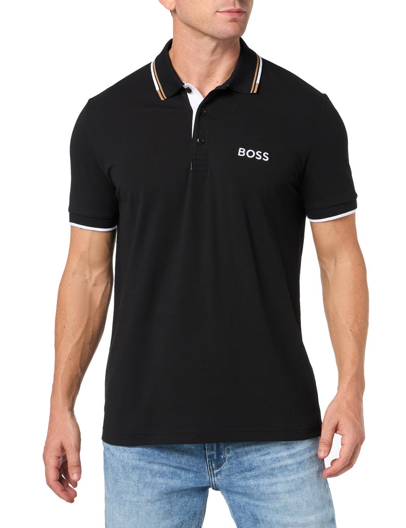 BOSS Paddy Pro Stretch Pique Polo Shirt Black Cloud - Image 1