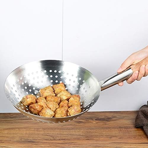 OLRADA Olrada Stainless Steel with Wooden Handle Skimmer Spoon Slotted Strainer Ladle Fine Mesh Wire Oil Filter Colander Scoop for Kitchen Cooking 30 CM - Image 3