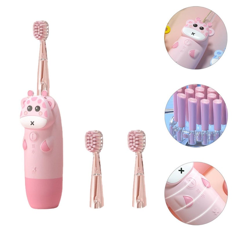 GLEAVI Sonic Electric Toothbrush Set 4 Pack Pink Deer USB Rechargeable Oral Care - Image 4