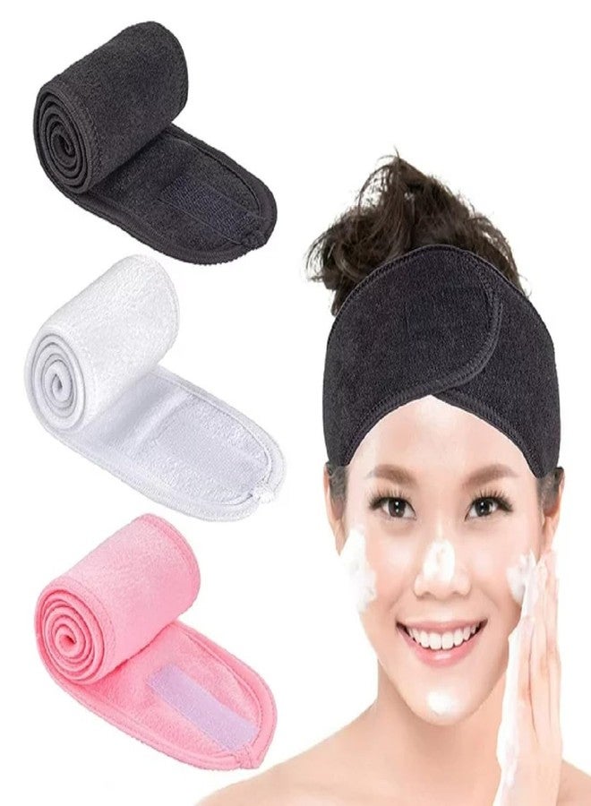 Rinpoche Adjustable Elastic Headband, Non-Slip Stretchable Washable Makeup Hair Band Bath Shower Towel Wrap Head Bands Makeup Headband for Girl's (Multicolor) (Pack Of 3) - Image 1