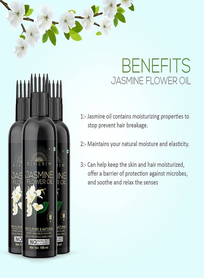 Desicrew Pure Jasmine (Flower) & Virgin Coconut Cold Pressed oil with Applicator For Skin, Body & Hair Care in combo pack of 2 (100ml + 100Ml) - Image 4