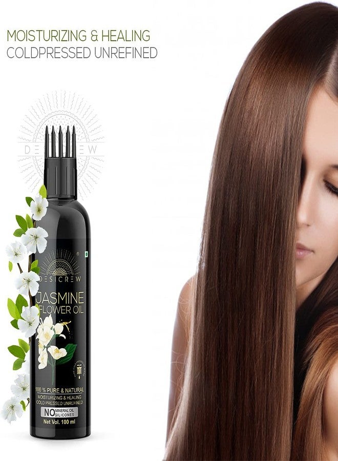 Desicrew Pure Jasmine (Flower) & Virgin Coconut Cold Pressed oil with Applicator For Skin, Body & Hair Care in combo pack of 2 (100ml + 100Ml) - Image 2