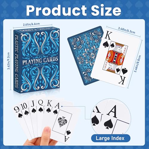 Wkchxd Playing Cards Plastic Playing Cards Waterproof Deck of Cards 2 Pack Large Print Playing Card for Seniors Adults Premium Poker Cards Set for Beach Pool Party Trip Camping Games Navy Blue Purple - Image 5